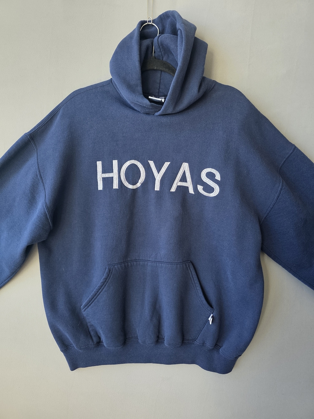 Vintage Georgetown Hoyas Russell Athletic Hoodie XXL Made USA Navy Spellout